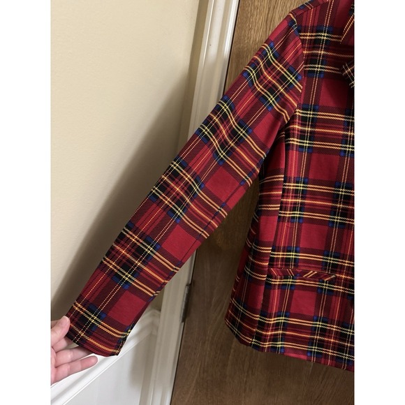 Torrid Betsey Johnson Blazer Women 00 Red Plaid Preppy Academia Jacket M/L *READ - Picture 6 of 12